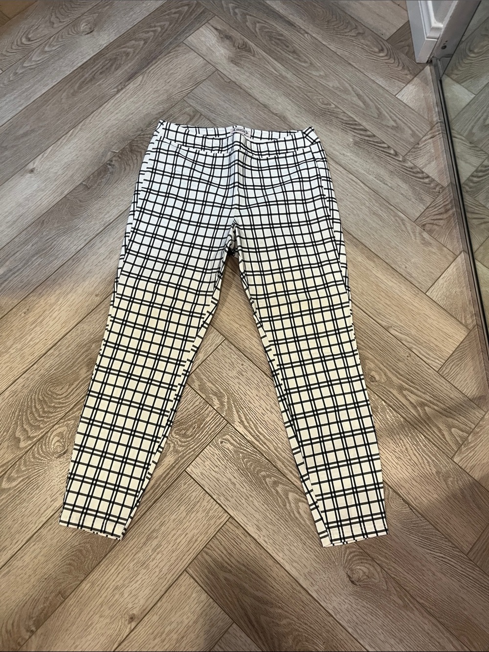 Nanette Lepore Black and White Windowpane Straight Leg Pants